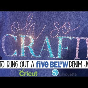 FIVE BELOW DENIM JACKET CUSTOMIZED WITH RHINESTONE TEMPLATE & HOLOGRAPHIC HTV | SILHOUETTE & CRICUT