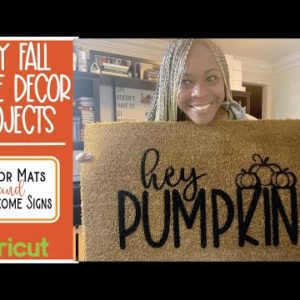 HOW TO MAKE A DOORMAT & WELCOME SIGN WITH CRICUT MACHINE | STENCIL | FALL HOME DECOR | DIY DOOR MAT