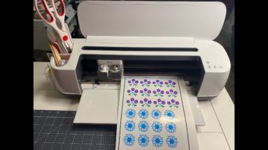 Making stickers with Cricut in Design Space. Print-then cut using printable vinyl/sticker paper.