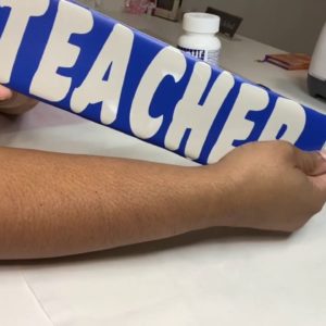 DIY Tile Desk Name plate Using Cricut and Armor Etch Etching Cream.