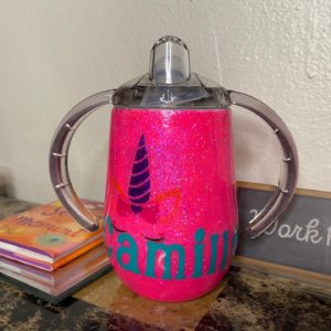 How to Fix a Ruined Sublimated Sippy Cup Tumbler with Cricut, Glitter, Clear Sticker & Epoxy Method