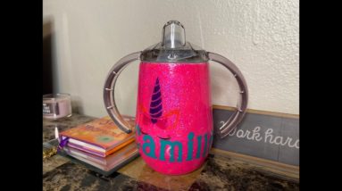 How to Fix a Ruined Sublimated Sippy Cup Tumbler with Cricut, Glitter, Clear Sticker & Epoxy Method