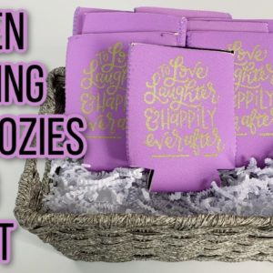 How to Screen Print on Koozies With Vinyl and Your Cricut | DIY Wedding Koozies