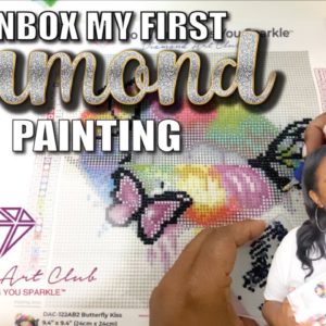 UNBOXING MY FIRST DIAMOND ART CLUB PAINTING | BUTTERFLY KISSES