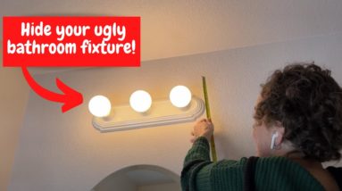 The clever way she hides her ugly bathroom light fixture for just a few dollars! | Hometalk