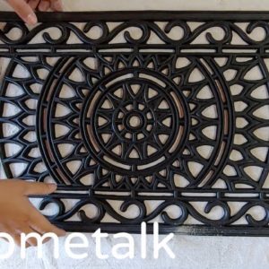 Garden Stepping Stones | Pour concrete over a $10 Walmart doormat for this garden idea! | Hometalk