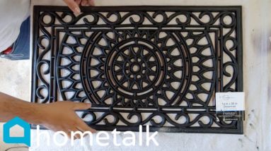 Garden Stepping Stones | Pour concrete over a $10 Walmart doormat for this garden idea! | Hometalk