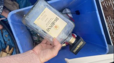 She pulls a bottle of alcohol from her recycling bin for this genius idea!