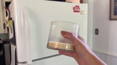 She places a candle jar in her freezer for 2 hours for this amazing idea!