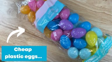 Grab a pack of cheap plastic eggs for this amazing outdoor decor idea!