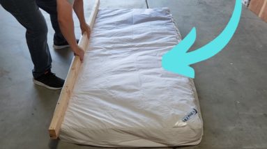 He drags a mattress into his garage for this genius backyard idea!