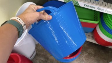 The brilliant reason she buys a plastic Dollar Store bucket!