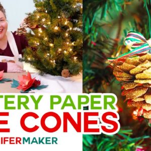 Christmas Pine Cones made with Paper, Glitter, & Glue!