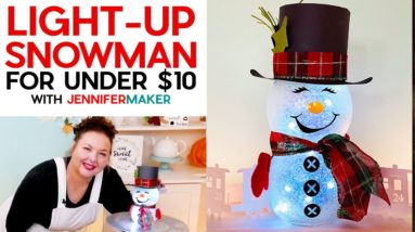 DIY Light-Up Snowman for Under $10 | Dollar Tree Christmas DIY Craft