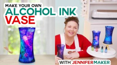 DIY Stunning Glass Vase Made With Alcohol Ink and Stencils!