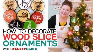 DIY Wood Slice Ornaments - Personalized with Vinyl Decals!