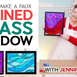 Make a Faux Stained Glass Window with Vinyl and Sharpie markers!