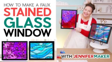 Make a Faux Stained Glass Window with Vinyl and Sharpie markers!