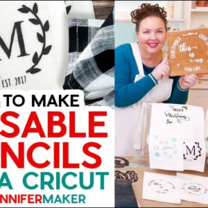 Make a Reusable Stencil with Cricut & Apply to Wood Signs & Towels!