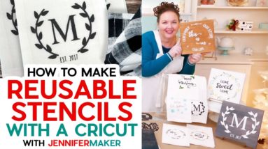 Make a Reusable Stencil with Cricut & Apply to Wood Signs & Towels!