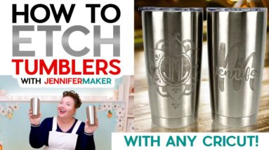 How to Etch Metal at Home: DIY Stainless Steel Tumbler with a Cricut Stencil!