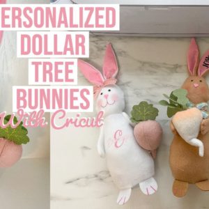 PERSONALIZED DOLLAR TREE BUNNIES USING CRICUT & EASY PRESS MINI | EASTER DECOR