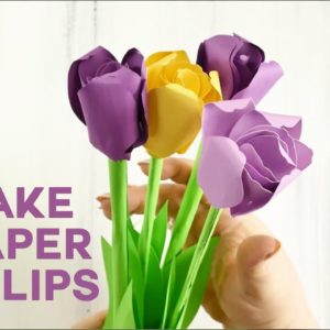 Pretty Paper Tulip Flower Tutorial (Rolled Flowers)