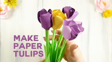 Pretty Paper Tulip Flower Tutorial (Rolled Flowers)