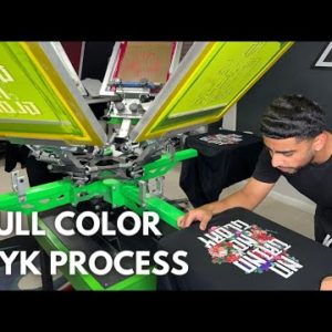 Screen Printing CMYK Process on Black T-Shirts