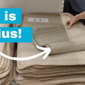 She cuts up a $2.99 IKEA rug for this brilliant storage idea!