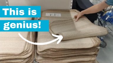 She cuts up a $2.99 IKEA rug for this brilliant storage idea!