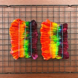 Tie-dye pattern : Rainbow Thigh High Socks (Ice Dye Method)