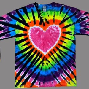 Tie Dye - Rainbow Heart Long Sleeve Shirt with Black Highlights - Tutorial