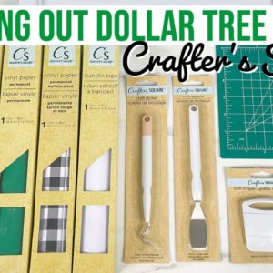 TESTING OUT & REVIEWING DOLLAR TREE CRAFTER'S SQUARE PRODUCTS - VINYL, TRANSFER TAPE, & TOOLS!