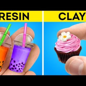 EPOXY RESIN vs POLYMER CLAY || DIY Jewelry And Mini Crafts