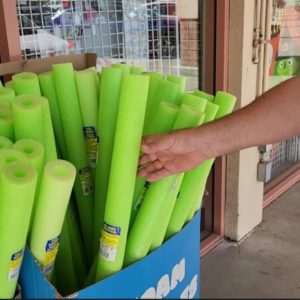 Everyone's freaking out over his genius pool noodle walkway idea!