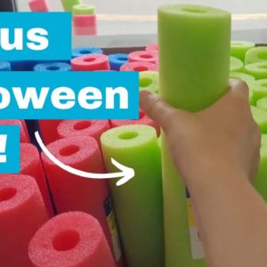 She grabs a pool noodle for an AMAZING Halloween yard idea!