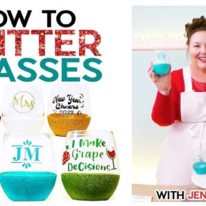 How to Glitter Wine Glasses with LESS MESS & Add Vinyl Decals!