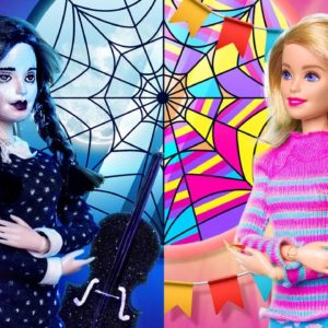 RAINBOW TRANSFORMATION OF WEDNESDAY || Awesome Ideas For Doll Room Makeover