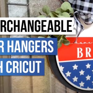 🤯 DIY Interchangeable Round Wooden Door Hangers using a Cricut Machine