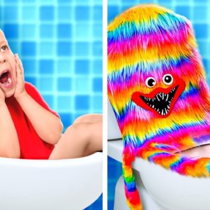 RAINBOW BATHROOM MAKEOVER 🌈 Genius Cleaning Hacks