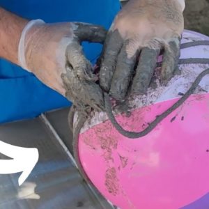 Spread cement on a Dollar Store ball for CRAZY genius idea!