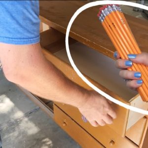 The GENIUS reason he cuts up old pencils for his dresser