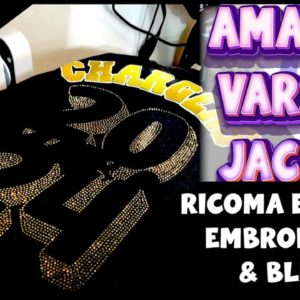 DIY AMAZON VARSITY LETTERMAN JACKET WITH RICOMA EM-1010 EMBROIDERY MACHINE AND HOTFIX RHINESTONES