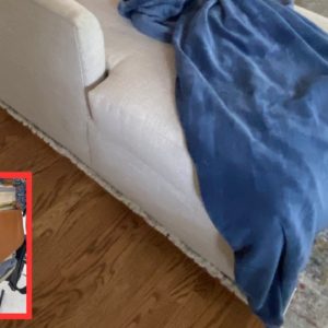 Put a thrift store bag on your couch (BRILLIANT hack!)