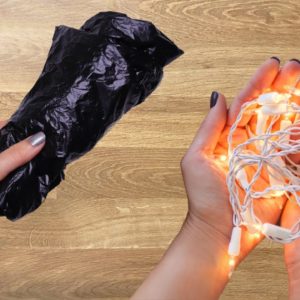 The GENIUS new way homeowners are using trash bags and string lights!