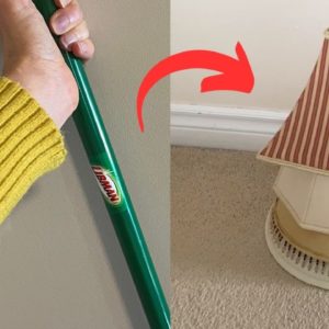 Stick a broom handle into a lampshade for this BRILLIANT Christmas hack!